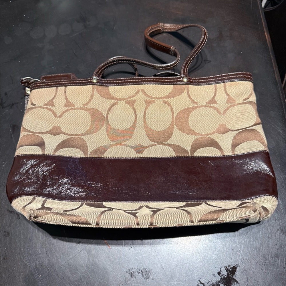 Coach Tan and Brown Shoulder Bag